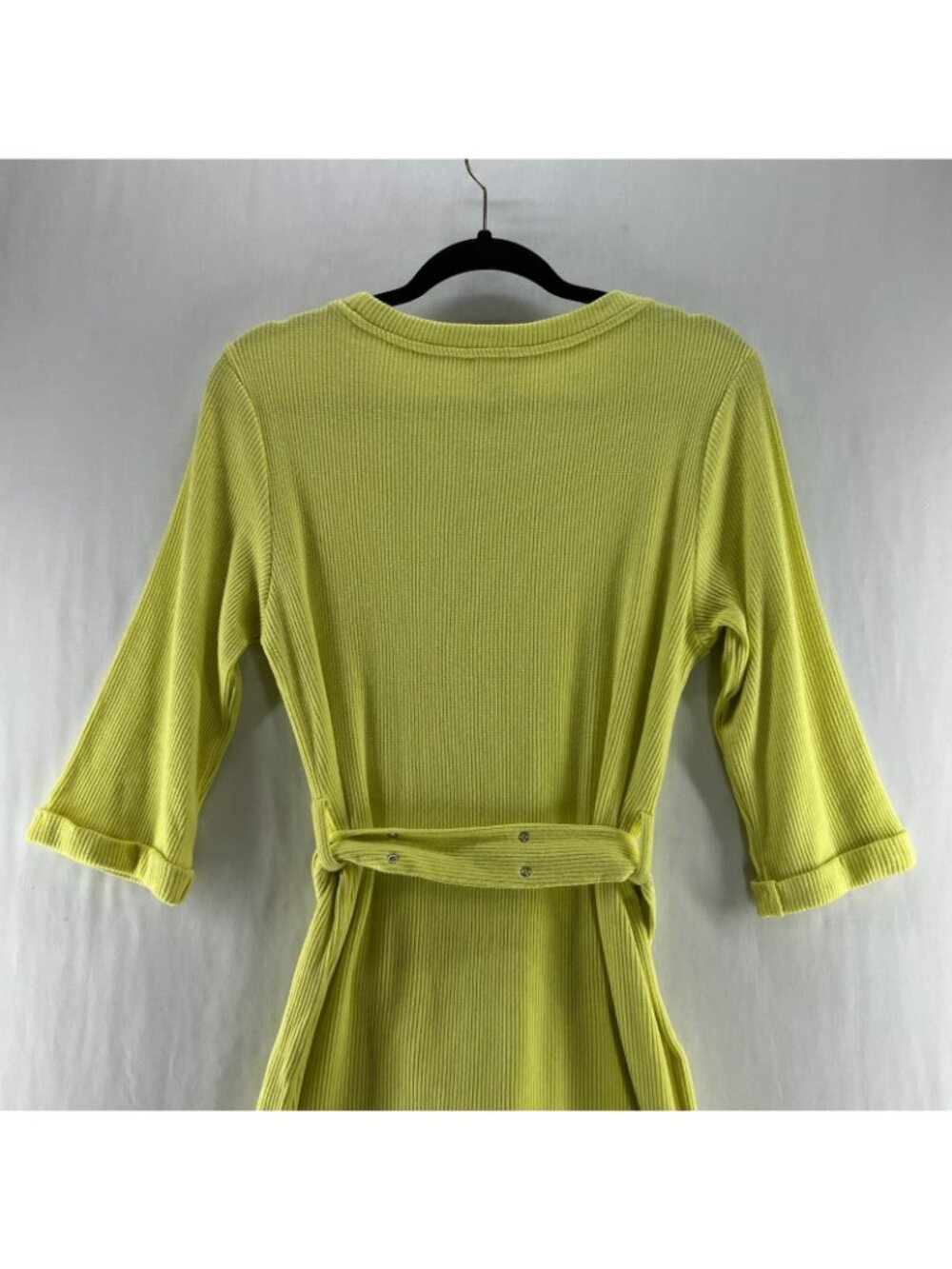 Line & Dot Luna Rib Knit Belted Shift Dress Womens M Pocket Pullover Lime Green - Picture 6 of 12